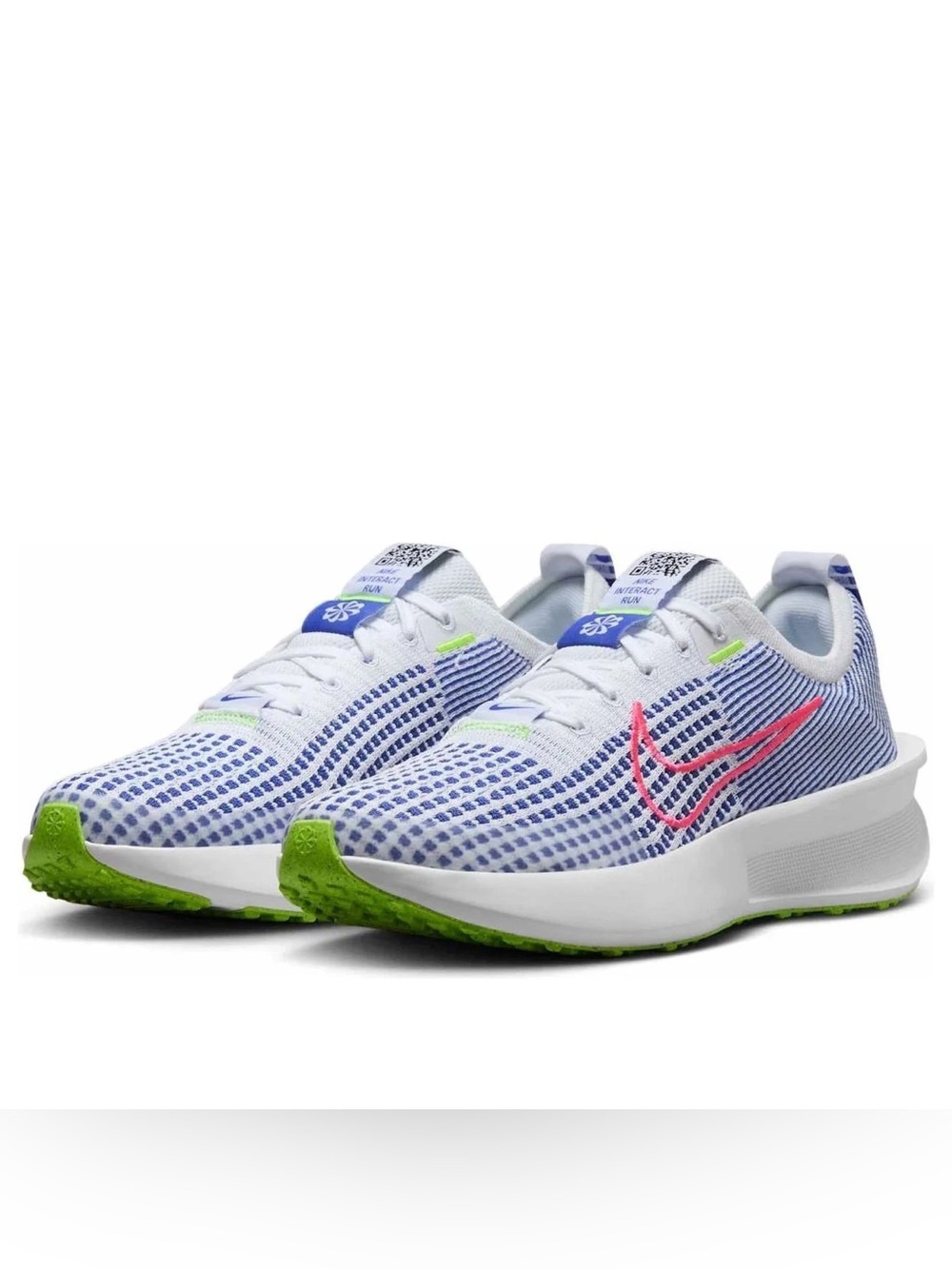 Nike Interact Run Women’s Size 9 White Blue Pink Green Running Shoes Sneakers